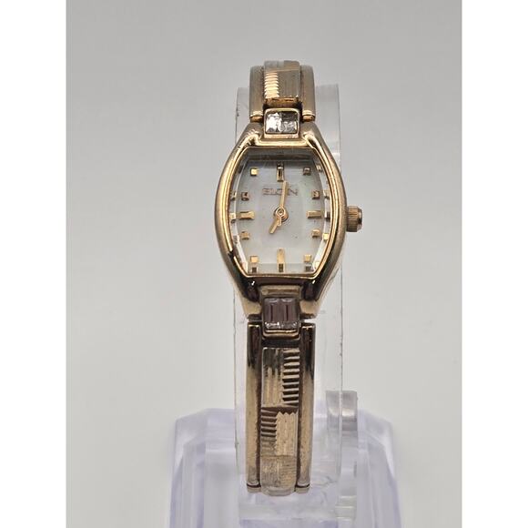 Elgin EG193H Bangle Watch Diamond Cut Gold Tone White Dial main image 7
